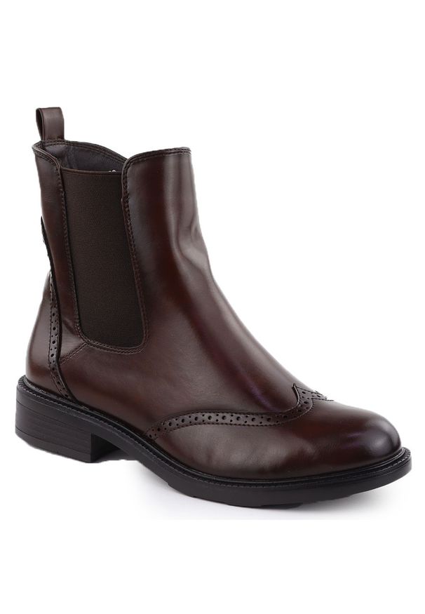 POTOCKI - Botki damskie ocieplane sztyblety brązowe Potocki SZ12686. Kolor: brązowy. Materiał: skóra ekologiczna. Styl: elegancki
