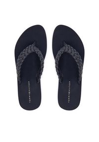 TOMMY HILFIGER - Tommy Hilfiger Japonki Th Wedge Cornrow Beach Sandal FW0FW09037 Granatowy. Kolor: niebieski. Materiał: skóra #6