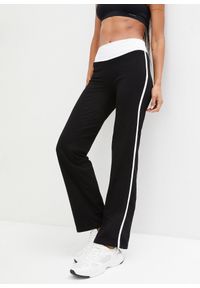 bonprix - Spodnie sportowe z bawełny ze stretchem. Kolor: czarny. Materiał: bawełna. Styl: sportowy #1