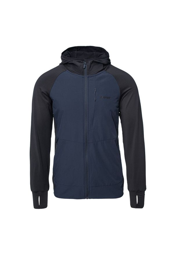Hi-tec - Bluza męska Hi-Tec Jorse - granatowo-czarna, Rozmiar XL. Kolor: czarny, niebieski, wielokolorowy. Materiał: elastan, syntetyk, materiał, poliester, nylon
