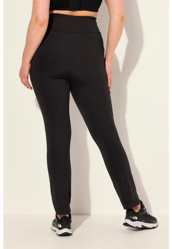 ULLA POPKEN - Damskie Legginsy sportowe z prostymi nogawkami szybkoschnące z recyklingu. Kolekcja: plus size. Kolor: czarny. Materiał: poliester, materiał