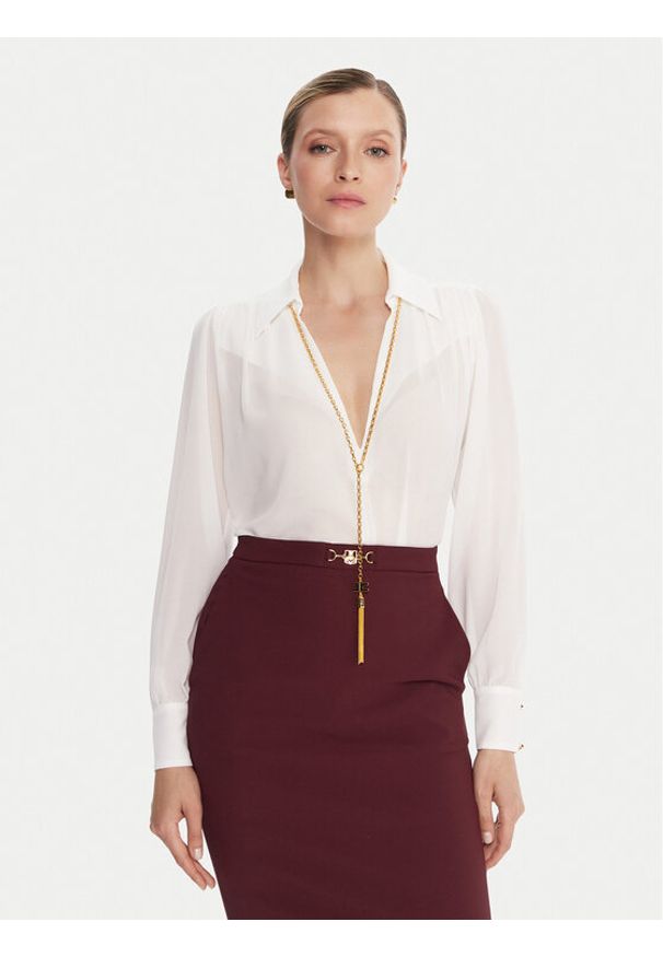 Elisabetta Franchi Bluza CA-133-57E2-V400 Biały Regular Fit. Kolor: biały. Materiał: syntetyk