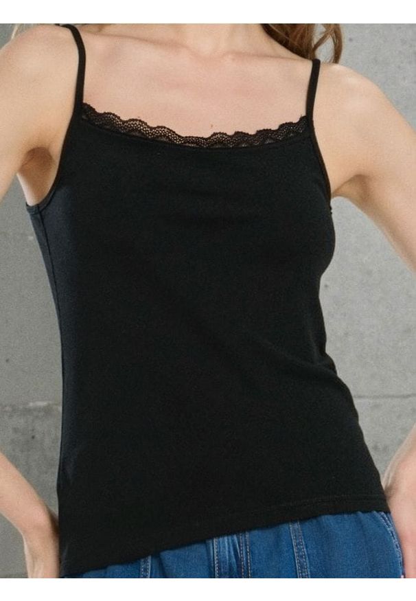 Sinsay - Bawełniany top - czarny. Kolor: czarny. Materiał: bawełna