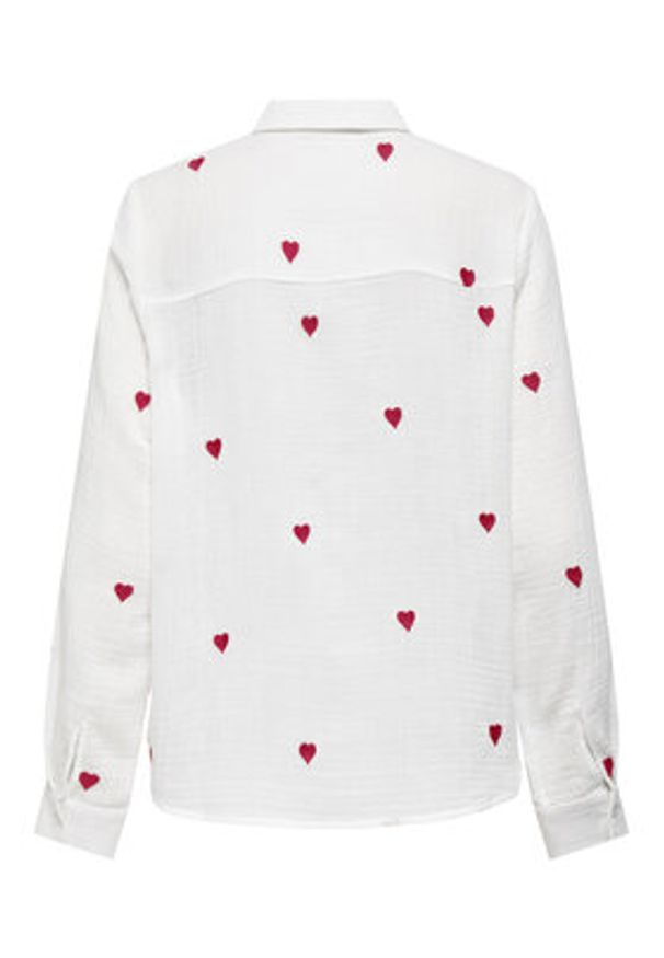 only - ONLY Koszula Heart 15332482 Biały Regular Fit. Kolor: biały. Materiał: bawełna