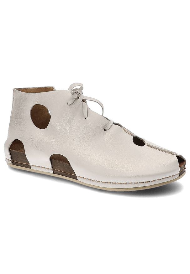 Beżowe Botki Maciejka Wygodne Skórzane Buty Damskie. Kolor: beżowy. Materiał: skóra. Szerokość cholewki: normalna. Styl: boho