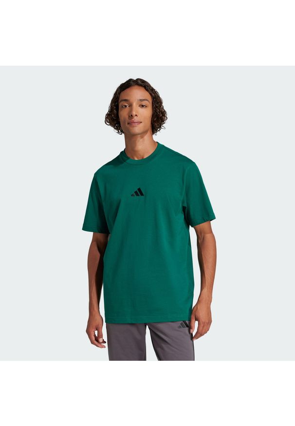 Adidas - Koszulka Essentials Small Logo Single Jersey. Kolor: czarny, wielokolorowy, zielony. Materiał: jersey. Sport: fitness