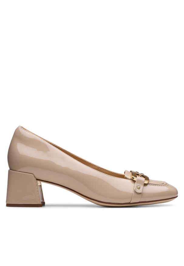 Clarks Czółenka Nyta45 Court 26181319 Beżowy. Kolor: beżowy. Materiał: lakier, skóra