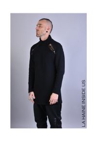 La Haine Inside Us Sweter "LM060" | A23083J LM060 | Mężczyzna | Czarny. Kolor: czarny. Materiał: poliester, bawełna, elastan. Długość: długie. Wzór: aplikacja #10
