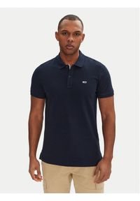 Tommy Jeans Polo DM0DM20676 Granatowy Slim Fit. Typ kołnierza: polo. Kolor: niebieski. Materiał: bawełna #1