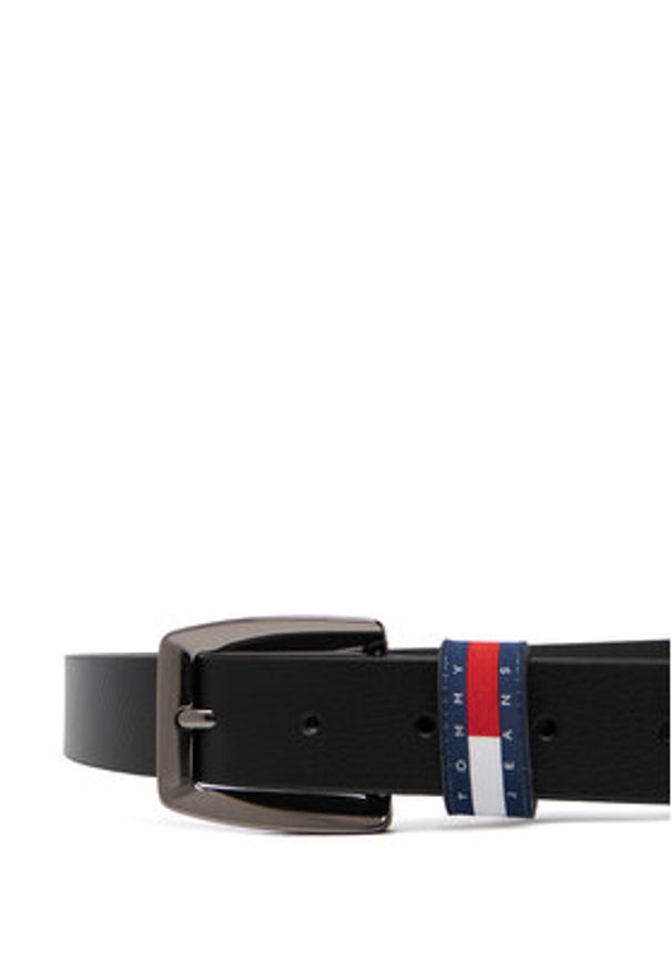 Tommy Jeans Pasek Tjw Bold Flag 3.0 AW0AW18099 Czarny. Kolor: czarny. Materiał: skóra