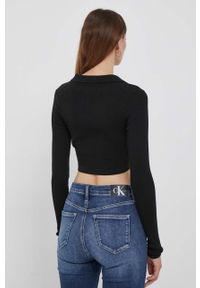 Calvin Klein Jeans longsleeve damski kolor czarny. Kolor: czarny. Materiał: dzianina, prążkowany. Długość rękawa: długi rękaw. Długość: długie #3