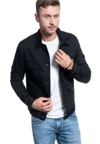 Jack & Jones - JACK & JONES JJIROYAL OVERSHIRT R211 BLACK DENIM 12155119. Materiał: denim