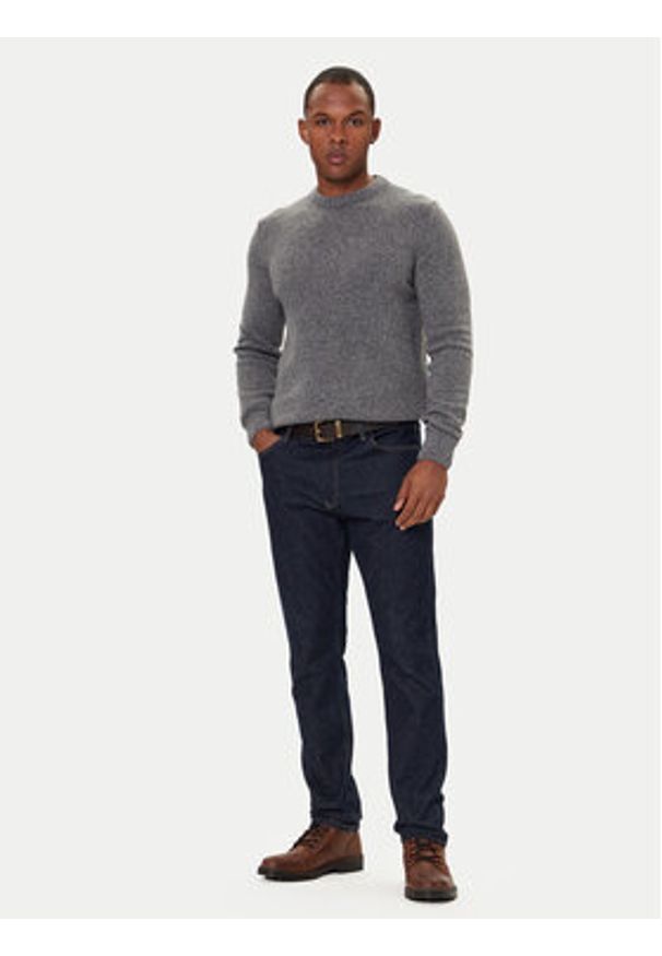 Barbour Sweter Essential Tisbury MKN0844GY12 Szary Regular Fit. Kolor: szary. Materiał: wełna