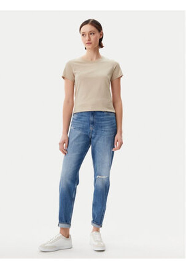 Calvin Klein Jeans T-Shirt Logo J20J225540 Beżowy Regular Fit. Kolor: beżowy. Materiał: bawełna