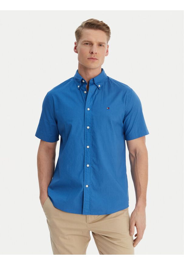 TOMMY HILFIGER - Tommy Hilfiger Koszula Flex MW0MW42630 Niebieski Regular Fit. Kolor: niebieski. Materiał: bawełna