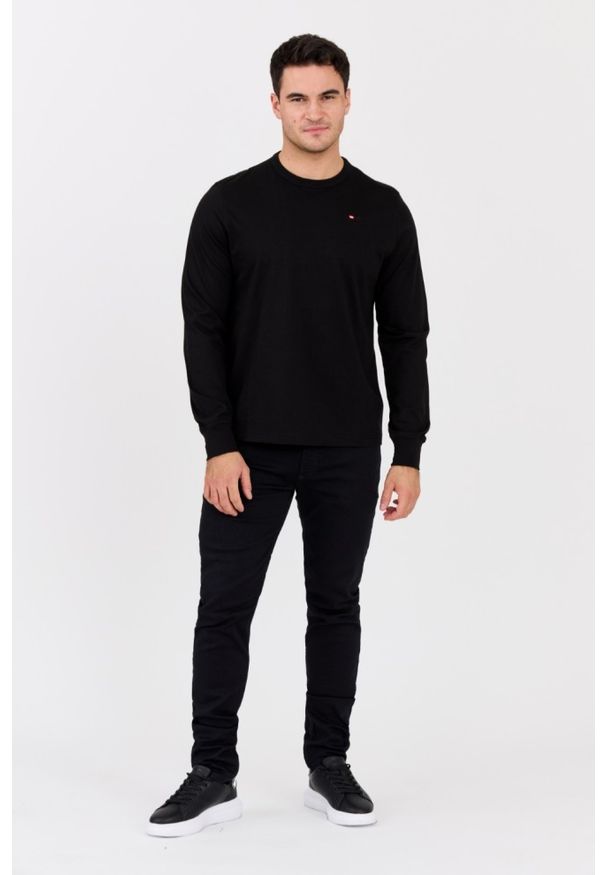 Diesel - DIESEL Czarny longsleeve męski T-ADJUST-LS-MICRODIV, Rozmiar M. Kolor: czarny. Materiał: bawełna, elastan, materiał. Długość rękawa: długi rękaw. Długość: długie