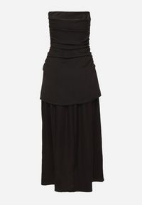 Born2be - Czarna Koktajlowa Sukienka Typu Bandeau z Marszczeniem Izelessa. Okazja: na imprezę. Kolor: czarny. Styl: wizytowy