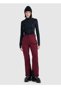 4f - 4F Spodnie narciarskie membrana 5000 damskie - czerwone L. Stan: podwyższony. Kolor: czerwony. Materiał: poliester, materiał. Wzór: gładki. Sezon: zima. Sport: narciarstwo #1