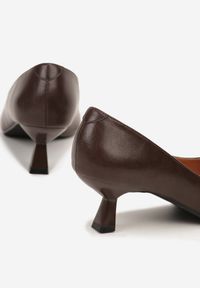 Born2be - Brązowe Czółenka Vices na Obcasie w Stylu Kaczuszki z Wkładką ze Skóry Naturalnej Lukke. Kolor: brązowy. Materiał: skóra. Obcas: na obcasie. Styl: elegancki. Wysokość obcasa: średni #3