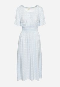 Born2be - Jasnoniebieska Sukienka z Bawełny Rozkloszowana w Kropki Toliennea. Okazja: na co dzień. Kolor: niebieski. Materiał: bawełna. Wzór: kropki. Styl: casual #2