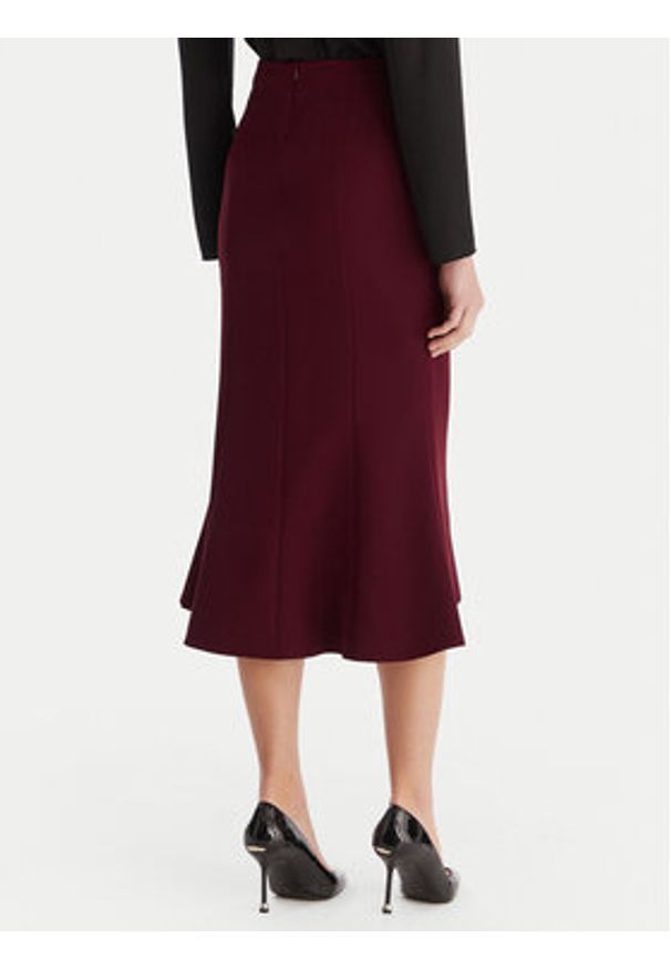 ACCESS FASHION Spódnica midi 54-6027-168 Bordowy Regular Fit. Kolor: czerwony. Materiał: syntetyk