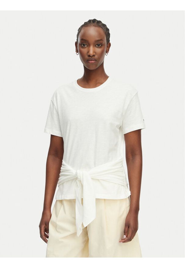 TOMMY HILFIGER - Tommy Hilfiger T-Shirt WW0WW49256 Biały Relaxed Fit. Kolor: biały. Materiał: bawełna