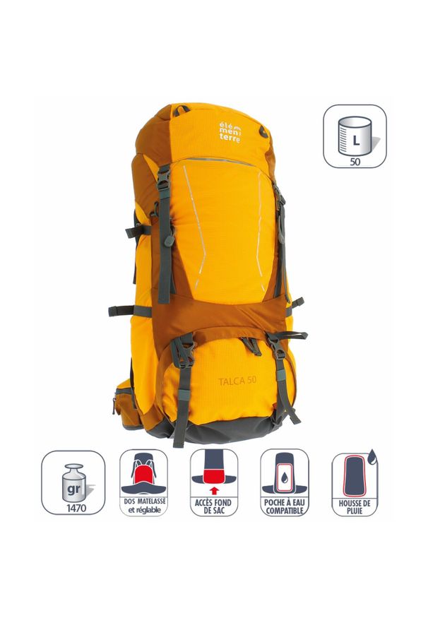 ELEMENTERRE - Plecak Elementerre talca 50 l. Kolor: żółty. Styl: sportowy
