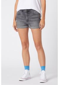 Wrangler - WRANGLER BOYFRIEND SHORTS DAMSKIE SZORTY JEANSOWE OCEAN ROCK W22KP469S. Materiał: jeans. Styl: rockowy