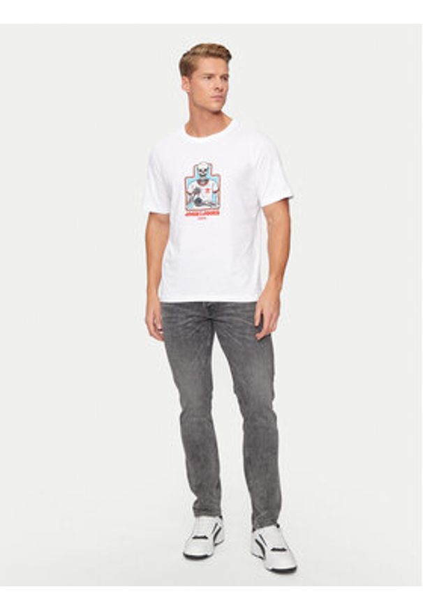 Jack & Jones - Jack&Jones T-Shirt Eight Skull 12264841 Biały Standard Fit. Kolor: biały. Materiał: bawełna