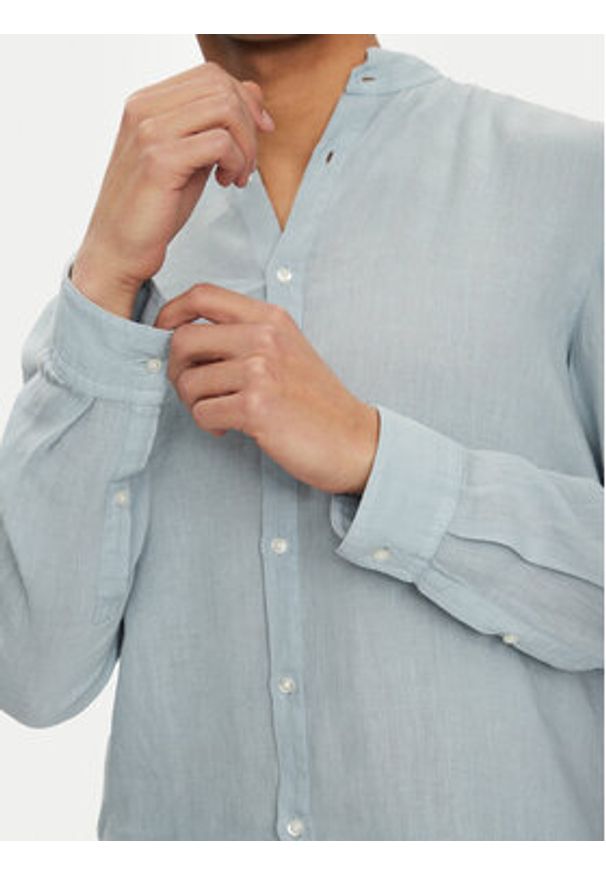 Hugo - HUGO Koszula Elvory 50490740 Błękitny Slim Fit. Kolor: niebieski. Materiał: len