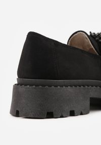 Born2be - Czarne Mokasyny z Biżuteryjnymi Koralikami Ellsara. Okazja: na co dzień. Nosek buta: okrągły. Kolor: czarny. Szerokość cholewki: normalna. Obcas: na obcasie. Styl: casual, elegancki. Wysokość obcasa: niski #5