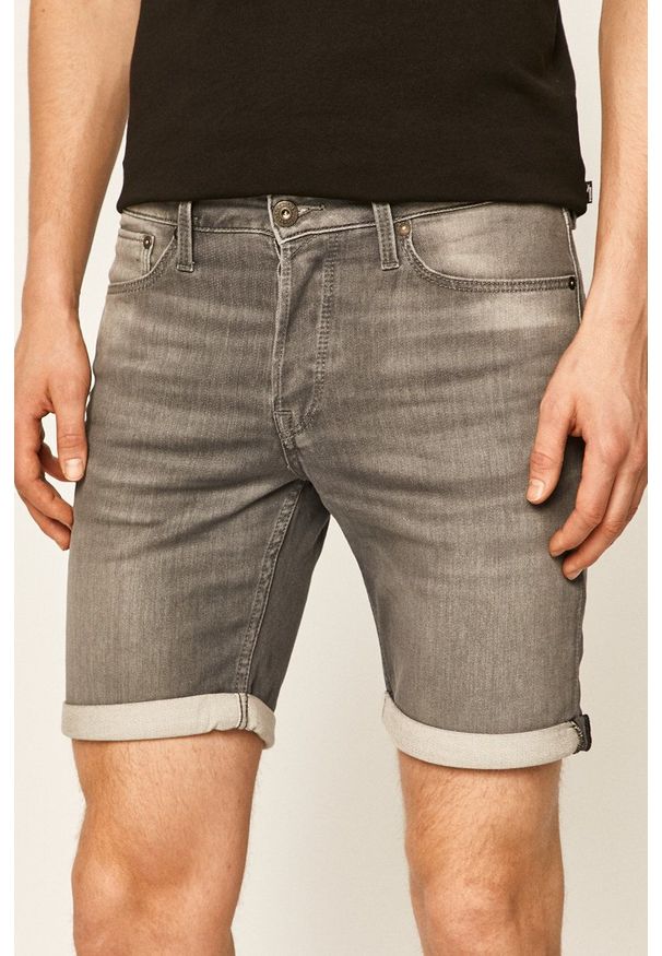 Jack & Jones - Szorty. Okazja: na co dzień. Kolor: szary. Materiał: denim, dzianina. Styl: casual