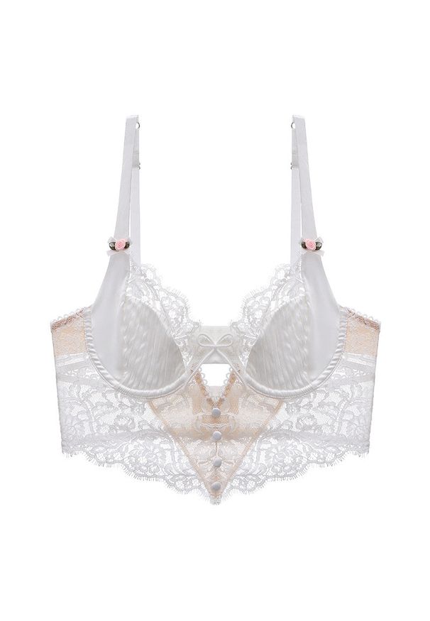 Intica - Koronkowy biustonosz z delikatnymi detalami na co dzień i specjalne okazje Laken. Kolor: biały. Materiał: koronka. Wzór: gładki, koronka