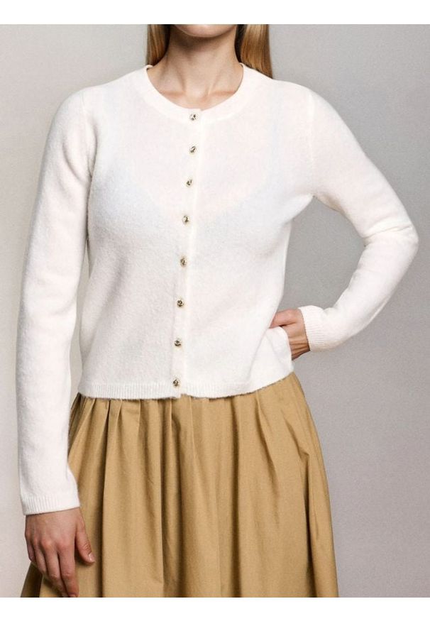 Sinsay - Kardigan z ozdobnymi guzikami - kremowy. Kolor: kremowy