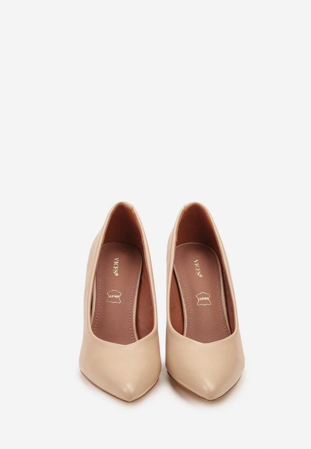 Born2be - Beżowe Szpilki Vices na Klepsydrze z Wkładką ze Skóry Naturalnej Dandre. Okazja: na spotkanie biznesowe, na imprezę, do pracy, na co dzień. Kolor: beżowy. Materiał: skóra. Obcas: na szpilce. Styl: casual, biznesowy, wizytowy