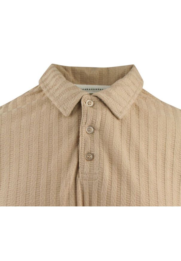 Koszulka Polo, Męska, z Dzianiny - Brave Soul - Ciepły Beż. Okazja: na co dzień. Typ kołnierza: polo. Kolor: beżowy, wielokolorowy, brązowy. Materiał: elastan, poliester. Styl: casual