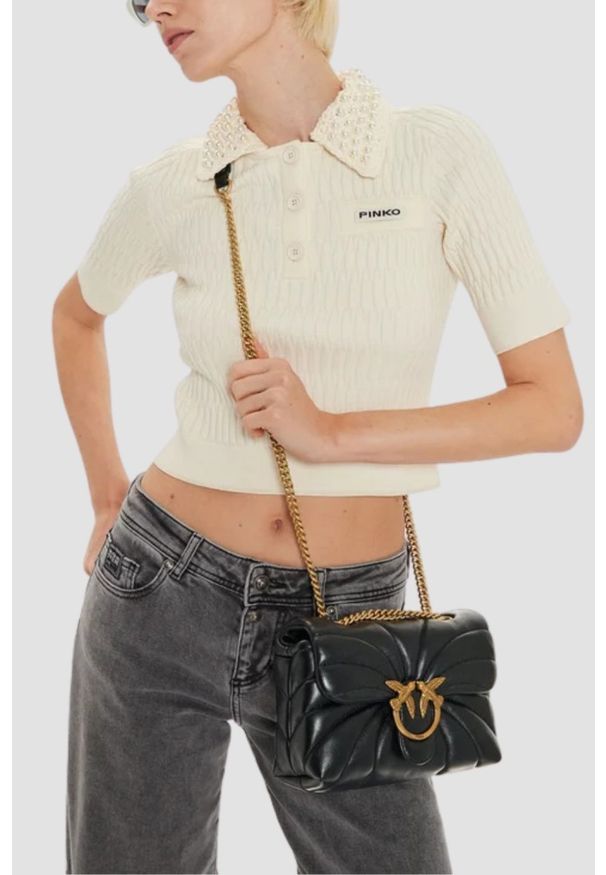 Pinko - PINKO Czarna torebka Love Puff Mini CL AW25. Kolor: czarny. Materiał: skórzane, pikowane. Styl: elegancki