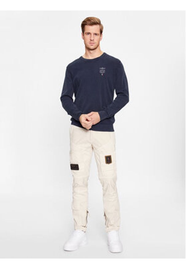 Aeronautica Militare Sweter 232MA1394L463 Granatowy Regular Fit. Kolor: niebieski. Materiał: bawełna