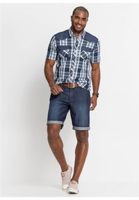 bonprix - Koszula z krótkim rękawem z dżinsowymi wstawkami. Kolor: niebieski. Długość rękawa: krótki rękaw. Długość: krótkie #2