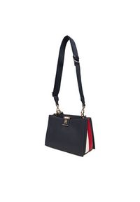 TOMMY HILFIGER - Tommy Hilfiger Torebka Th Her Med Satchel Corp AW0AW17830 Granatowy. Kolor: niebieski. Materiał: skórzane #5