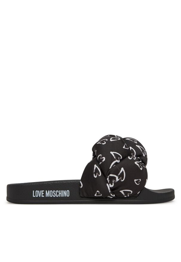 Love Moschino - LOVE MOSCHINO Klapki JA28312G0MIW100B Czarny. Kolor: czarny. Materiał: materiał