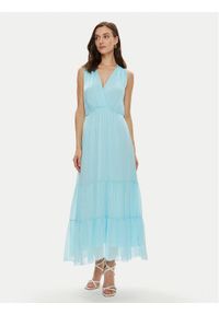 Haveone Sukienka letnia AFF-L010 Niebieski Regular Fit. Kolor: niebieski. Materiał: wiskoza. Sezon: lato
