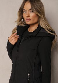Renee - Czarna Kamizelka Pikowana z Odpinanym Kapturem Mavael. Okazja: na co dzień. Kolor: czarny. Materiał: jeans. Styl: elegancki, casual #4