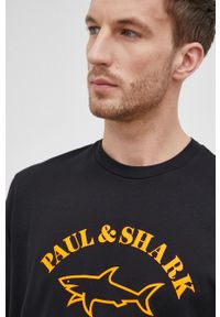 PAUL & SHARK - Paul&Shark T-shirt bawełniany kolor czarny z nadrukiem. Okazja: na co dzień. Kolor: czarny. Materiał: bawełna. Wzór: nadruk. Styl: casual