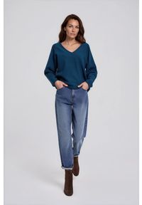 MOODO - Jeansy mom fit granatowe. Kolor: niebieski #1