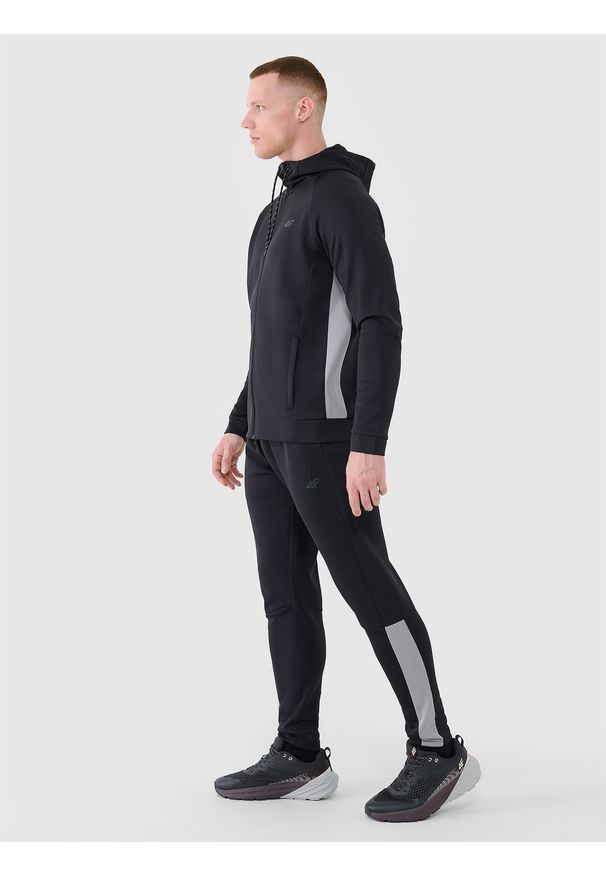 4f - 4F Bluza treningowa szybkoschnąca męska - czarna XXL. Okazja: na co dzień. Typ kołnierza: kaptur. Kolor: czarny. Materiał: elastan, materiał, włókno, dzianina, syntetyk. Długość rękawa: raglanowy rękaw. Wzór: gładki, ze splotem. Styl: casual, sportowy. Sport: fitness
