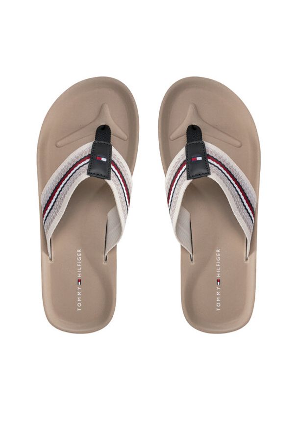 TOMMY HILFIGER - Tommy Hilfiger Japonki Comfort Hilfiger Beach Sandal FM0FM04910 Beżowy. Kolor: beżowy. Materiał: materiał