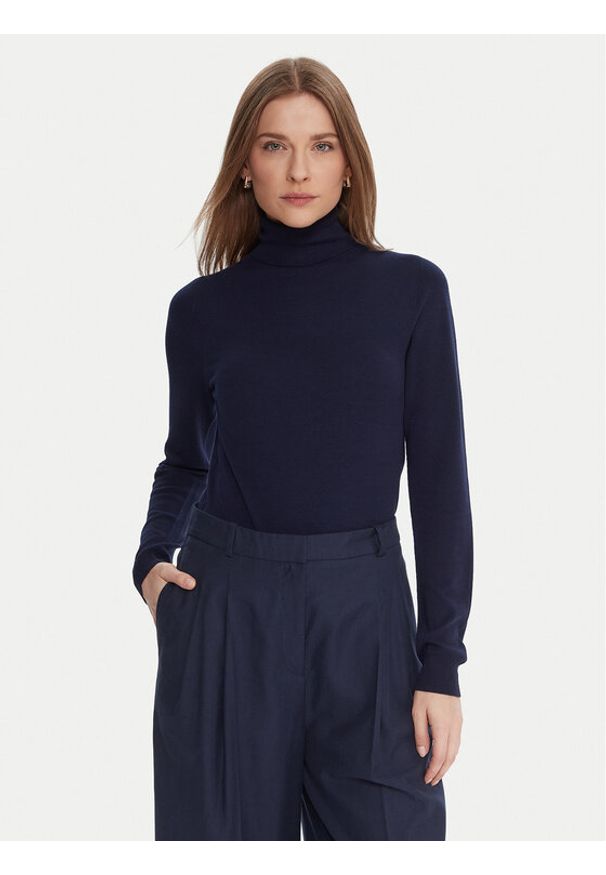 Kontatto Golf 3M0824C Granatowy Regular Fit. Typ kołnierza: golf. Kolor: niebieski. Materiał: wiskoza