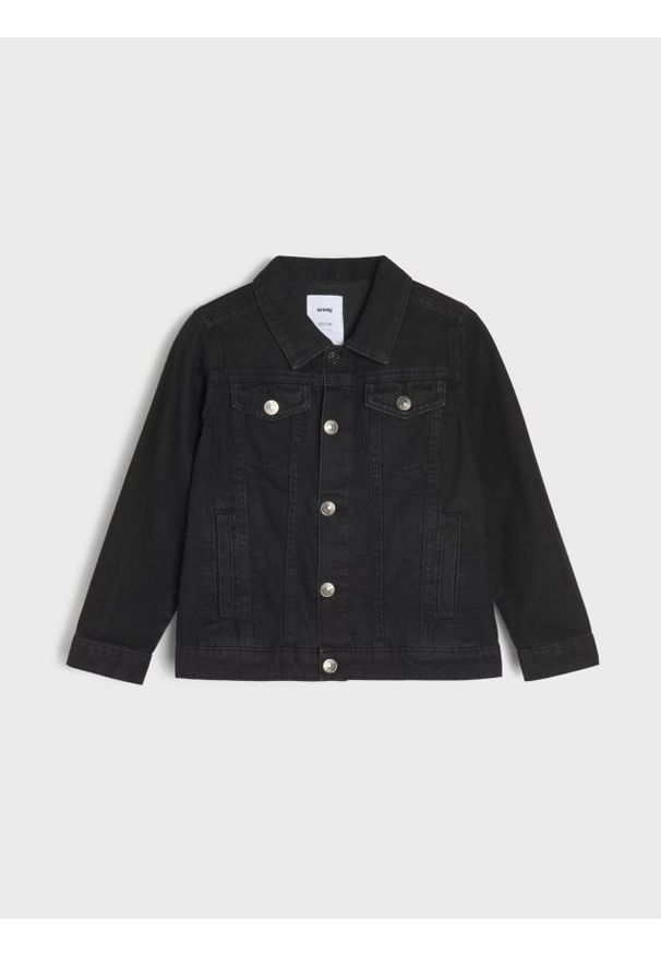 Sinsay - Jeansowa kurtka katana z efektem sprania - czarny. Kolor: czarny. Materiał: jeans