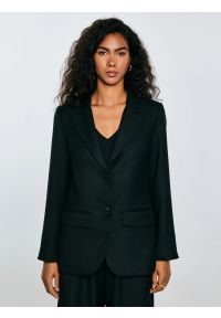 Big-Star - Marynarka damska z dodatkiem wełny czarna Emisa 906. Okazja: na co dzień. Kolor: czarny. Materiał: wełna. Styl: klasyczny, casual, elegancki #9